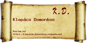 Klepács Domonkos névjegykártya